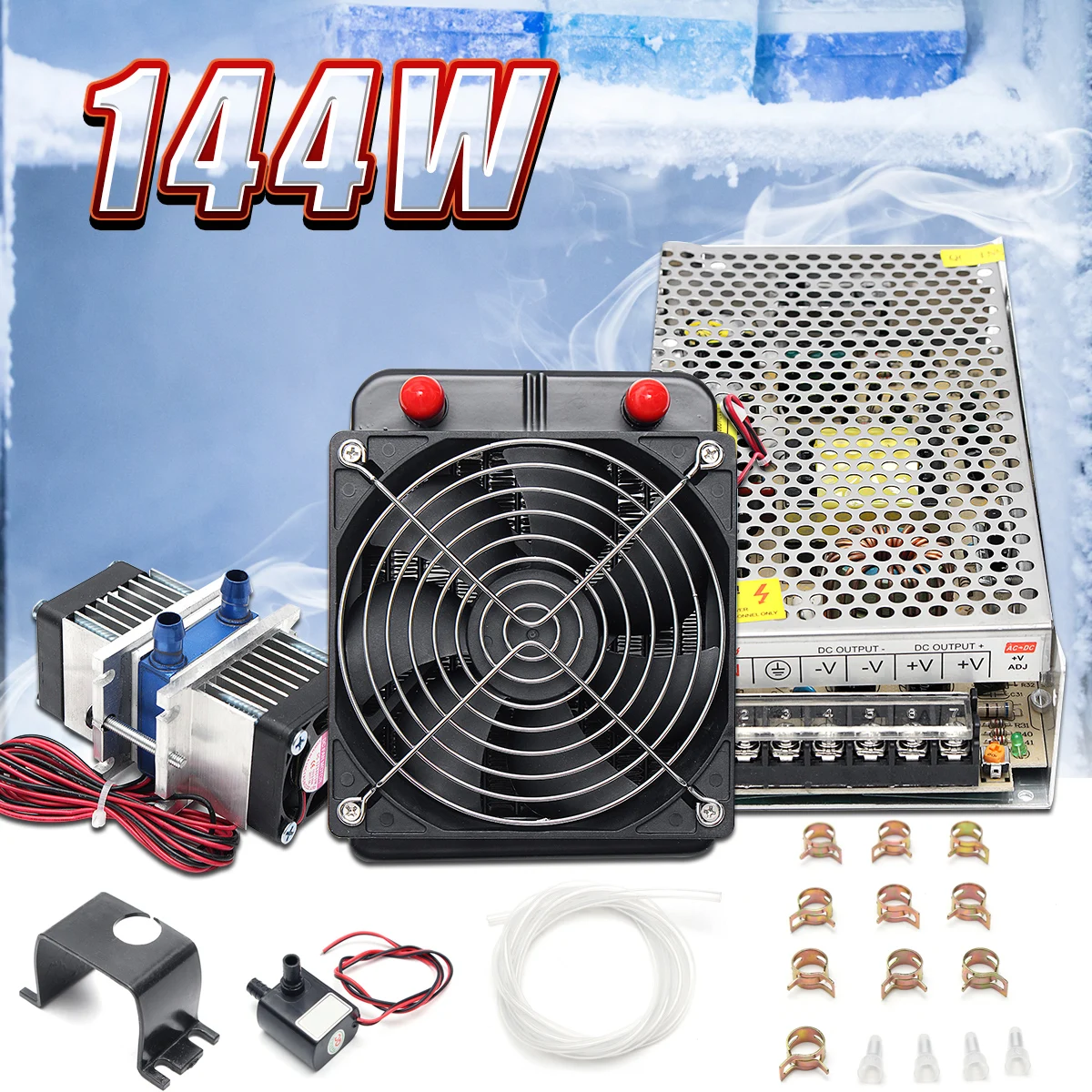 

144W 12V DIY Semiconductor Thermoelectric Peltier Refrigeration Air Conditioner Cooling System Kit CPU Computer Cool Cooler