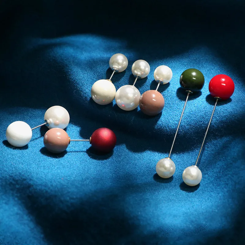 

Fashion New Jelly Double Pearl Safety Brooches Sweater Collar Button Ladies Brooch Pin Cardigan Sleeve Needle Women Accessories