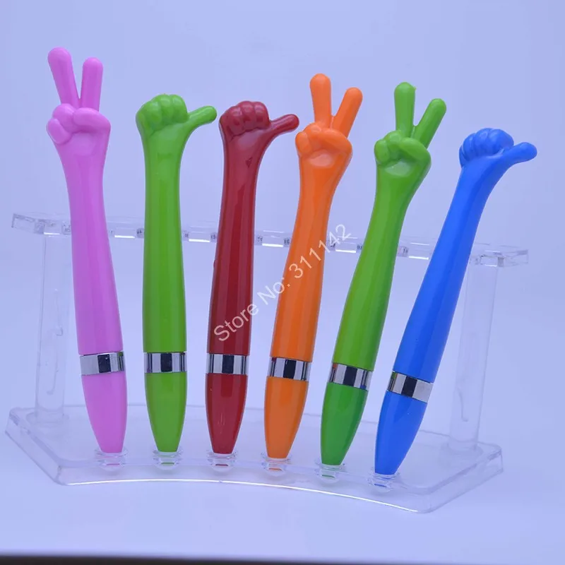 

2017 new design hand gestures pen blue Ink with custom logo hand up pen