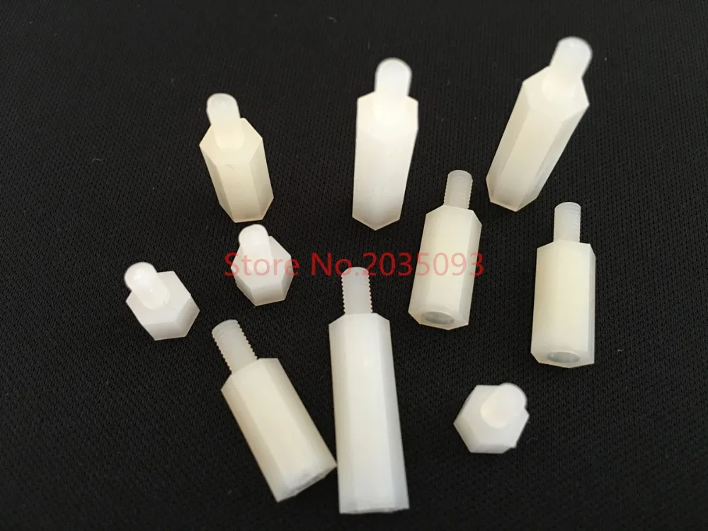 

200pcs Male To Female Thread M3*5/6/7/8/9/10/11/12/13/14-30mm+6mm White Plastic Nylon Hexagon Hex Standoff Spacer Pillars/column