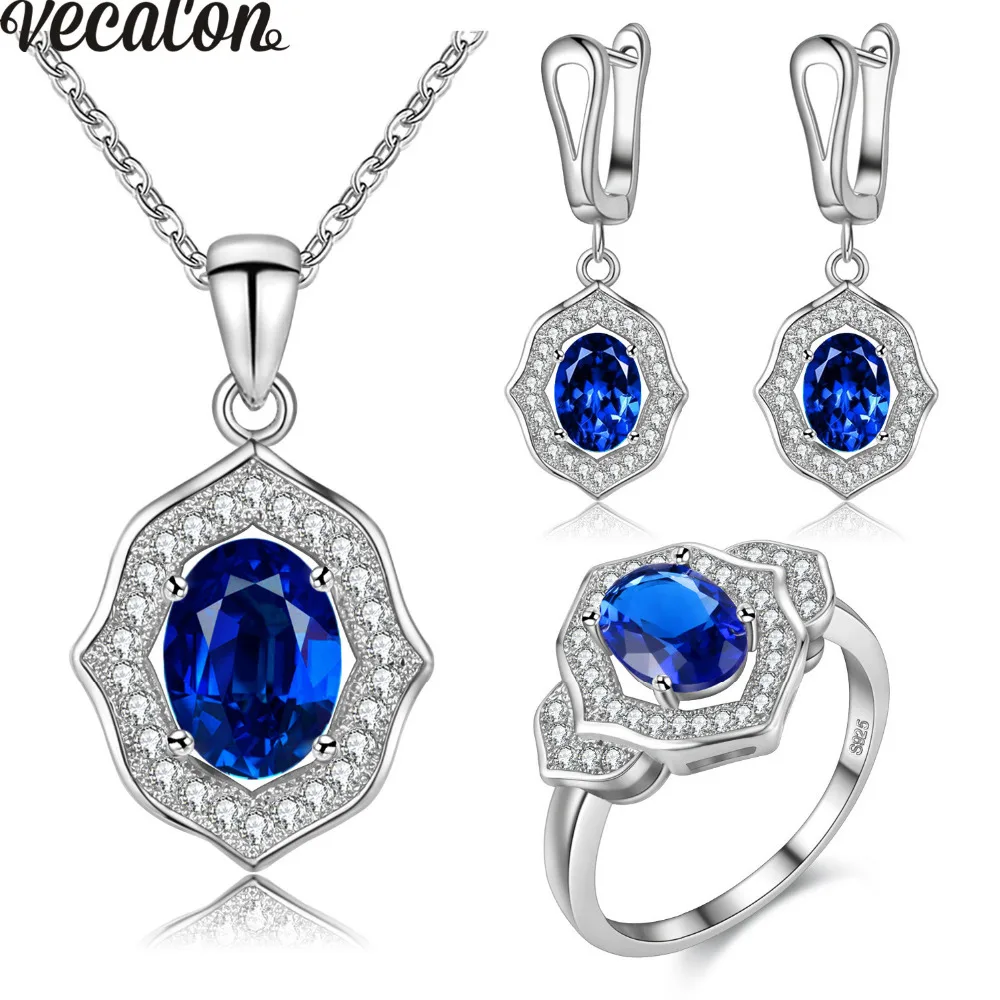 Vecalon Fashion 4 Colors Birthstone Jewelry Sets AAA Zircon Cz 925 ...