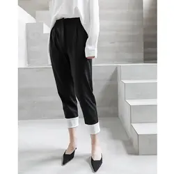 Черный ретро тонкий стрейч карандаш брюки Для женщин осень 2018 Новый корейский стиль эластичная Высокая Талия пят Брюки 8310