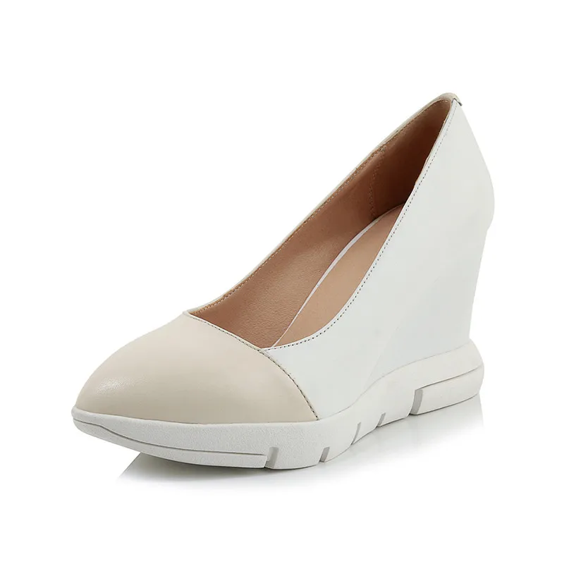 Karinluna Hot Sale 2019 Wholesale Pointed Toe Slip On Summer Pumps Woman Shoes Platform Wedge High Heels Shoes Woman Pumps