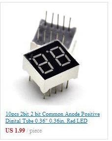 50 шт. 2bit 2 бит общий катод цифровой трубы 0.36 "0.36in. Красный светодиод цифра 7 сегмент