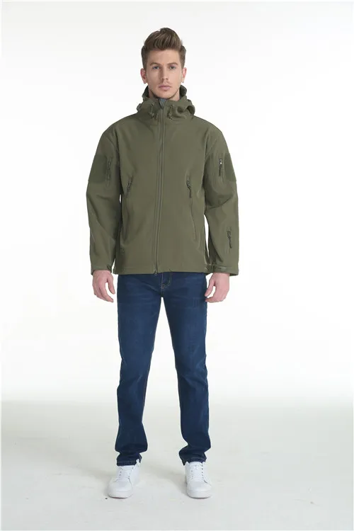 Высокое качество V4.0 скрытень Акула кожа водонепроницаемый мягкий корпус тактическая куртка армейская Мужская Военная ветрозащитная Верхняя одежда Пальто Одежда - Цвет: Зеленый