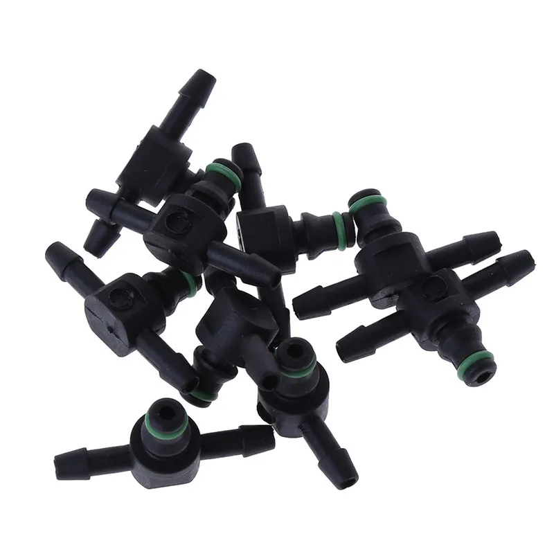 10Pcs T Type Connector Pipe Injector Assy Return Oil Backflow Hose Joiner Tube Fuel For Bosch 110 Series Injector fuel line connector hose coupler