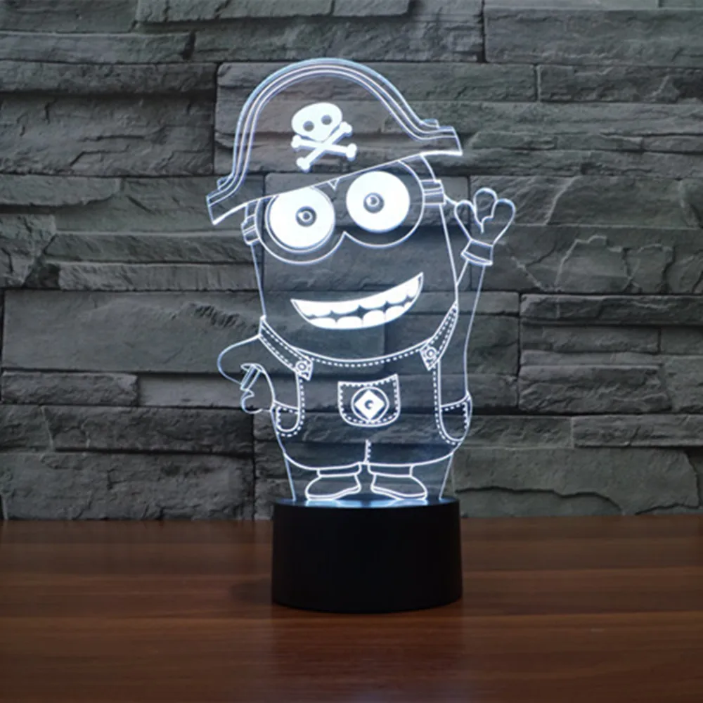 Colorful Minions 3D Led Night Lamp usb 3d rgb lamp touch led table ...