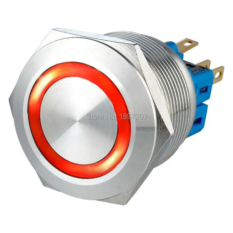 

25mm Momentary 2NO2NC metal car push button switch with ring LED