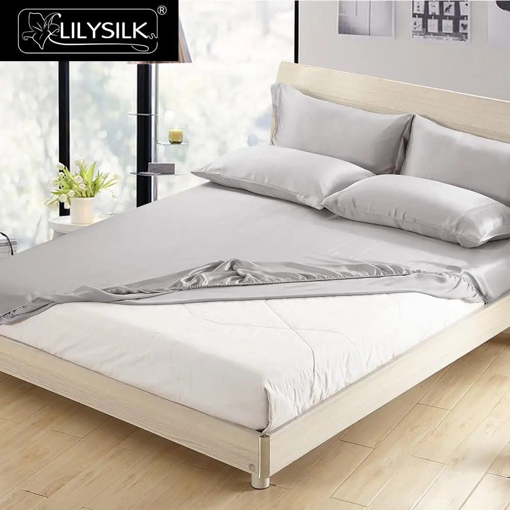 LilySilk Silk Fitted Sheet deep 25cm Pure 100 Mulberry Silk19 momme Luxury Seamless queen king size Home Textile Free Shipping