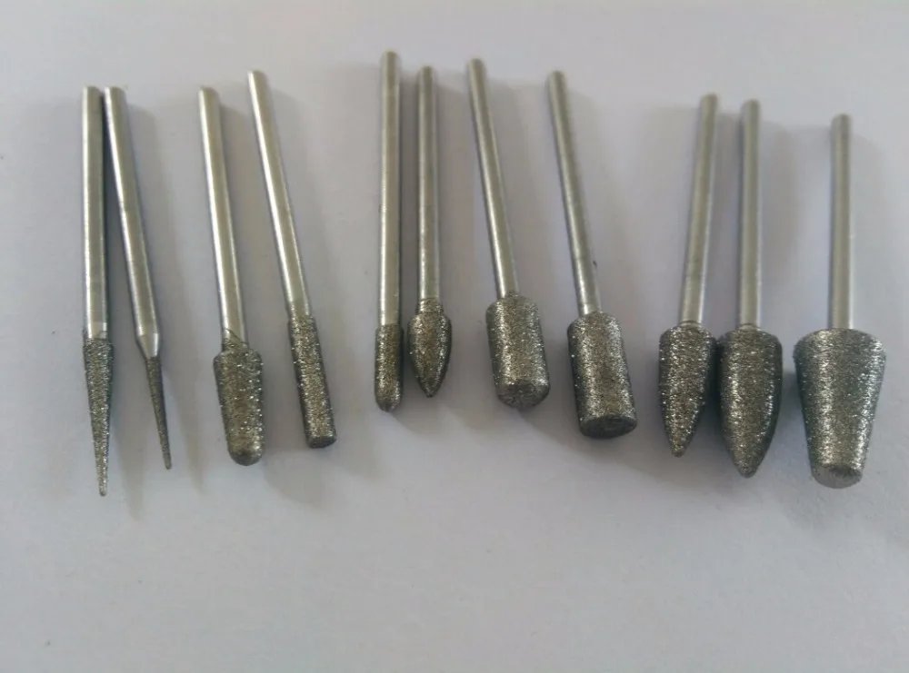 11 pieces Dental Lab Assorted Diamond Burs Millers Tooth Drill Jewelers
