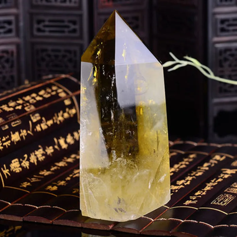 200-350g Large Nature smoky citrine yellow quartz gemstone crystal point reiki heal 4