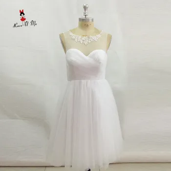 

China Cheap Wedding Dress Short Vestido de Noiva Curto Vintage Wedding Gowns Lace Knee Length Bride Dresses 2017 V Back Tulle