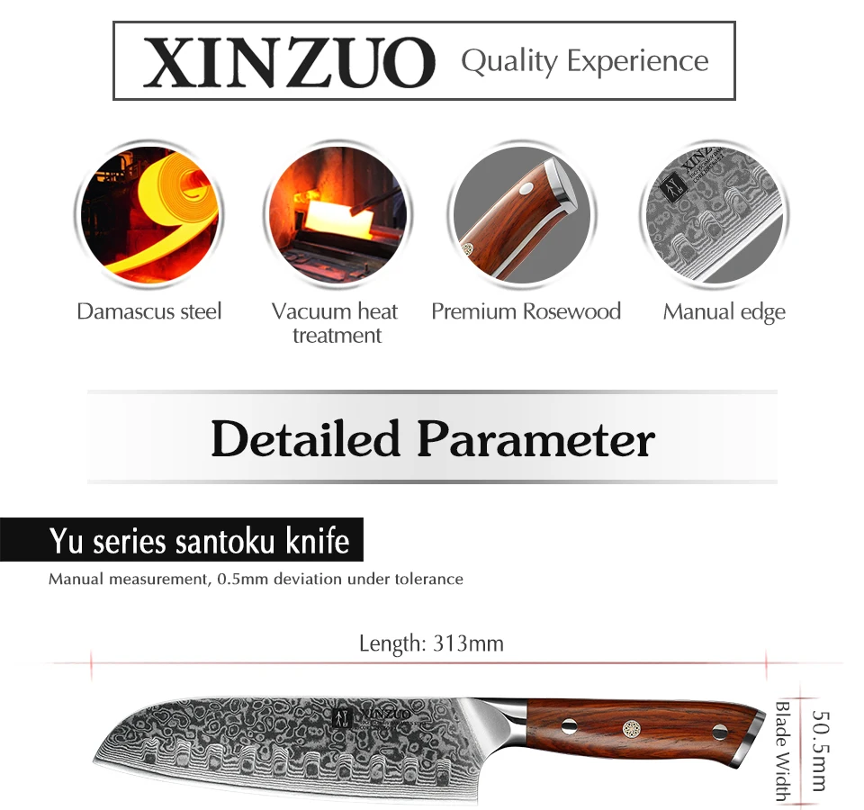XINZUO 7 дюймов японский нож шеф-повара китайский дамасский кухонный нож из нержавеющей стали, профессиональные ножи Santoku Палисандр Ручка