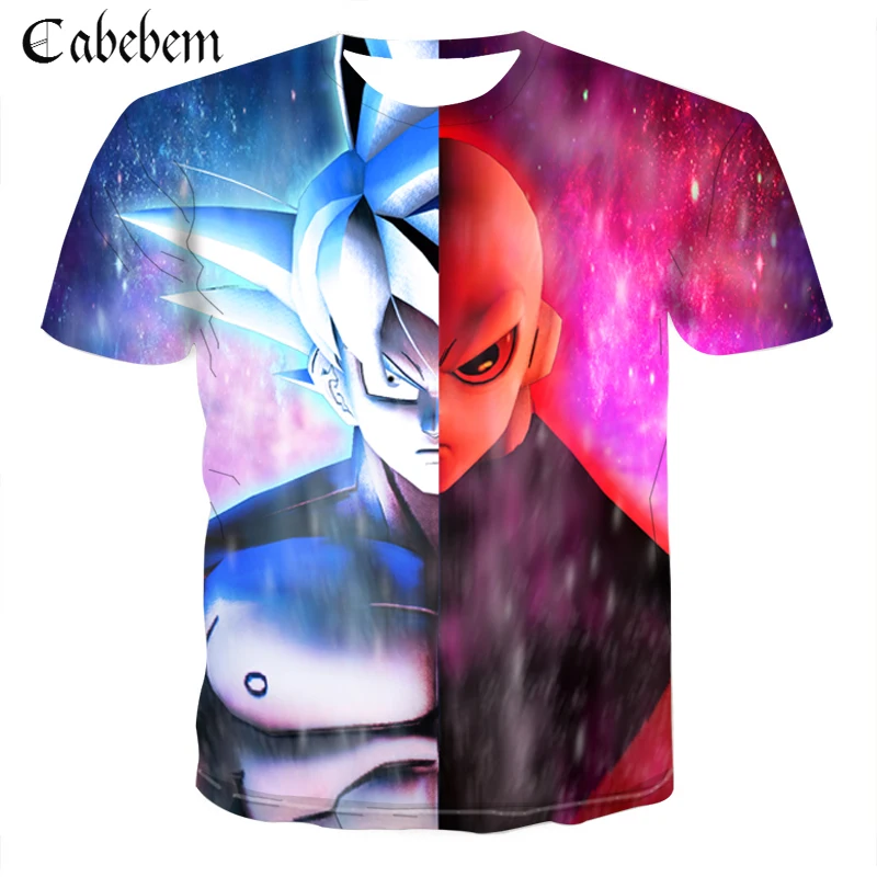 

2019 Dragon Ball Print Casual Men's O-Neck T-Shirt Fashion Men's Top 3D Print Super Saiyan T-Shirt European Size