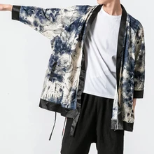 Новая куртка-ветровка кимоно кардиган Тренч пальто мужской Японии Harajuku Свободные Повседневное модная длинная рубашка