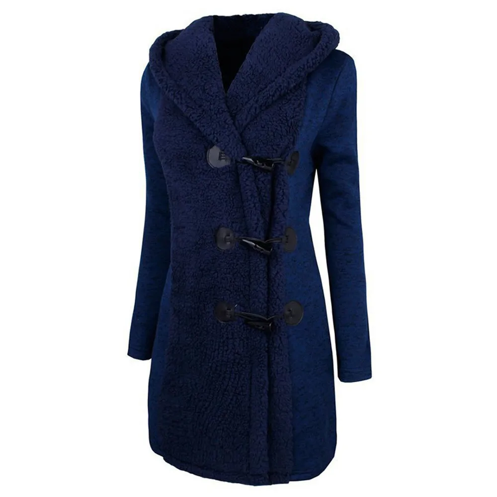 Женская зимняя одежда, модное толстое теплое пальто на пуговицах, тонкая куртка с капюшоном, 2XL