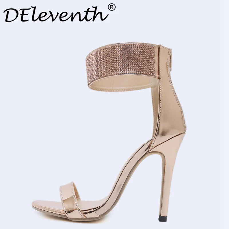 

Zapatos Mujer Ladies Platform Sandals Summer Zipper Crystal Sandals High Heels Women Pumps Wedding Gladiator Shoes Woman Gold 40