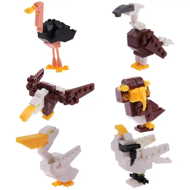 6pcs/lot Small Animals Building Blocks DIY Creative 3D Assembly Bricks