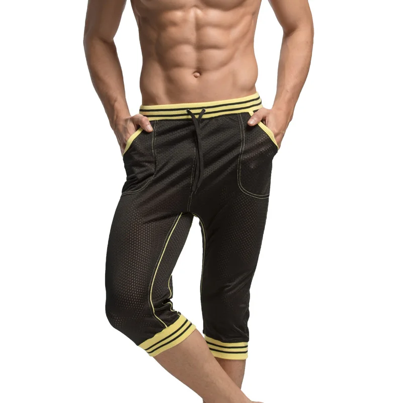 Fashion Male Shorts Sexy Breathable Clothes Mesh Transparent Men Short Black Harem Casual Shorts