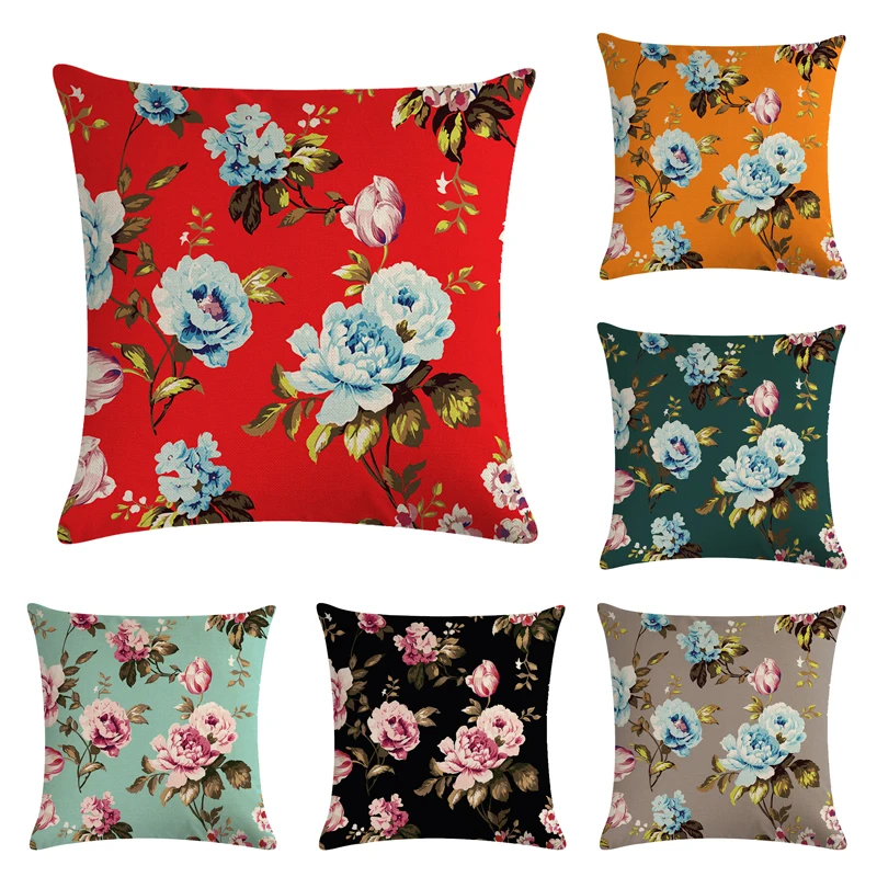 

45*45cm beautiful plant flower pattern cushion cover suitable for home decoration and waist protection square sofa Pillowcase