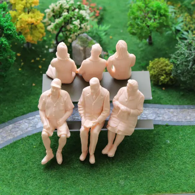 P2514 6pcs G scale Figures 1:25 All Seated Unpainted People Model Train Railway