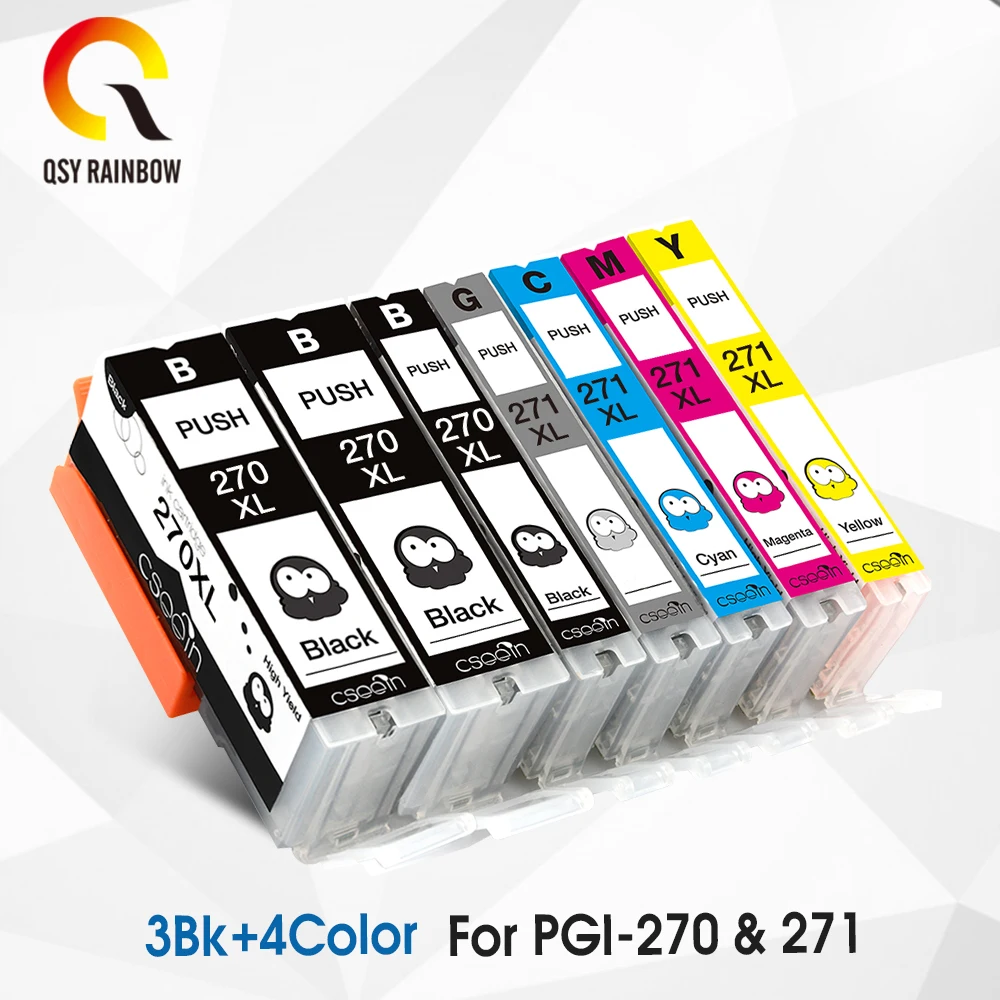 7 шт. совместимых чернильных картриджей PGI 270 CLI 271 270XL для Canon PIXMA MG7720 TS9020