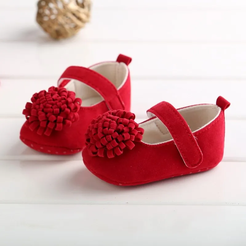 Candy Colors Newborn Baby Prewalker Soft Bottom Anti-slip Shoes Footwear Classic Princess Girl Crib Mary Jane Big Flower Shoes