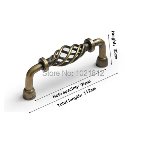 

Antique Bronze Birdcage Cabinet Handle Kitchen Cupboard Handle Knob Pull Bars 96mm Hole Spacing
