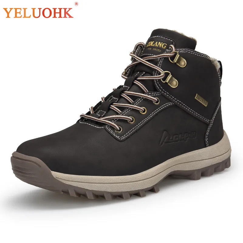 

39-47 Men Boots Winter Fur Lining Warm Winter Shoes Men Plus Size High Quality Winter Boots Men Brown Black Yellow