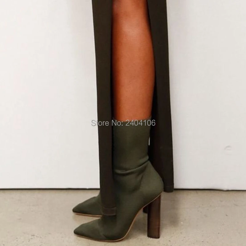 army green block heels