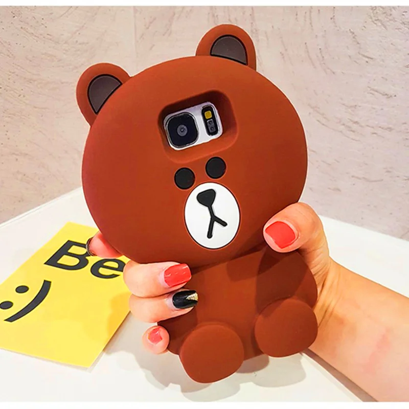 South Korea Cartoon Bear Silicone Protective Case For S9/S8 plus S7/S6 edge S5 S4 S3 Note3/4/5 J3 J5 J7 A3 A5 A7 Soft Cover Capa