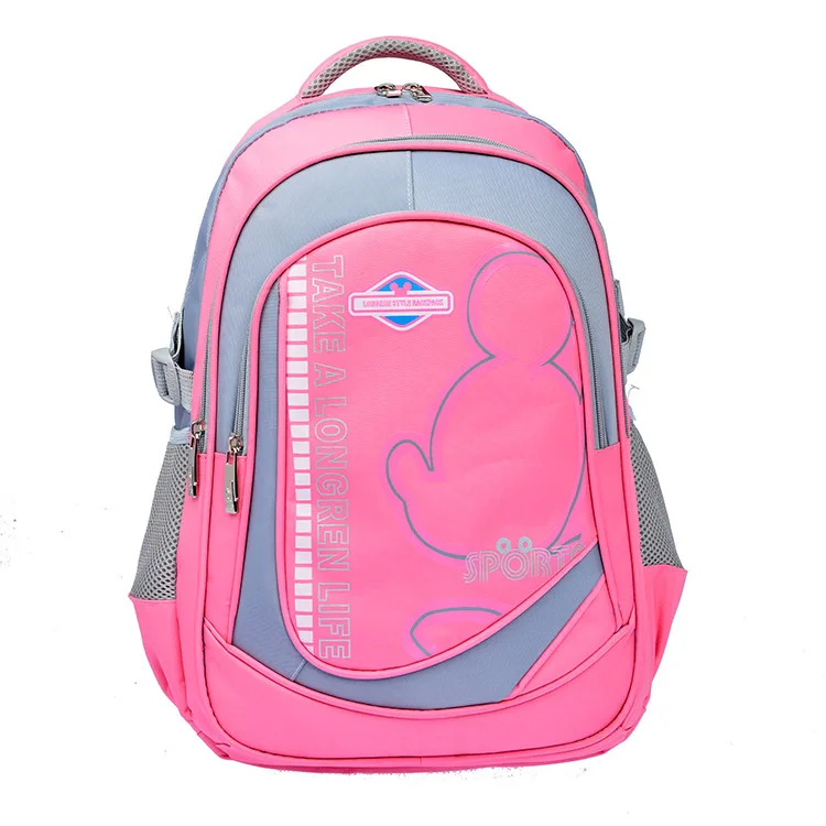 Нейлоновые детские школьные сумки на молнии с героями мультфильмов детские рюкзаки mochila infantil escolar сумка для подростков девочек мальчиков - Цвет: pink