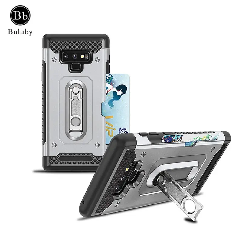 

Phone Case For Samsung Note 9 Armor Card Slot PC+TPU Metal Kickstand Full Protetion Back Cover For Note 9 Cases Shell Cool Coque