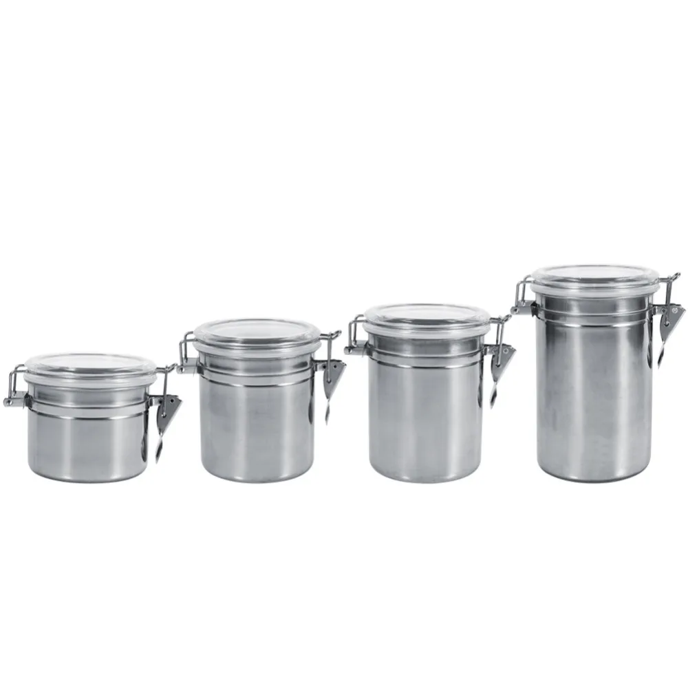 

Sugar tea coffee bean jar kitchen container box high quality 4 specifications stainless steel storage container bottle