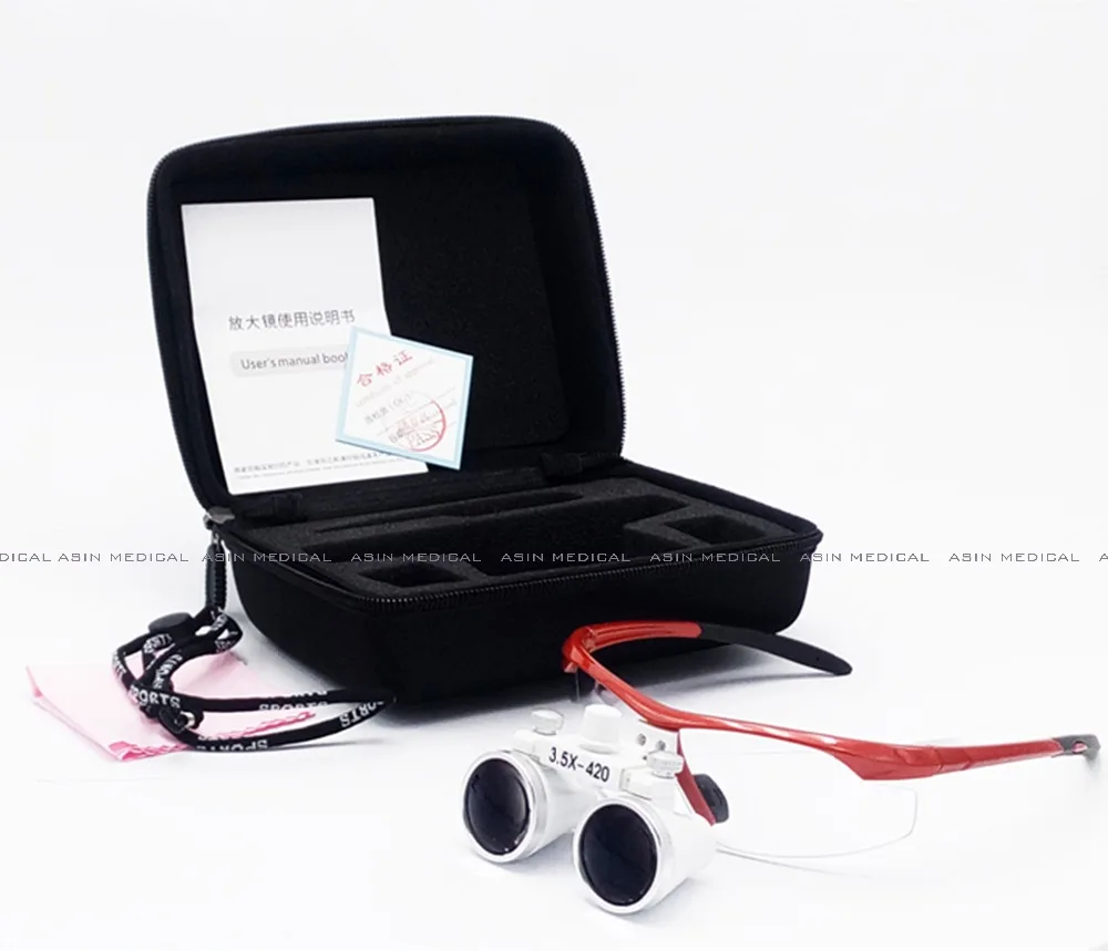 

2016 Fashion Red 3.5X 420mm Medical loupe optical glasses Dentist surgical loupe