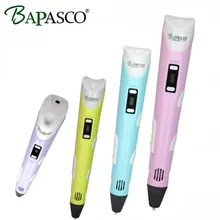 2017 оптовая продажа bapasco 2nd поколения 3D Волшебное перо ЕС Plug добавить бесплатно abs нити LED Экран безопасный для детей Применение 3D Doodler ручка искусства