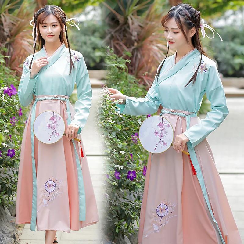 

Chinese Traditional Tang Ancient Costume Women Hanfu Dress Performance Stage Fairy Princess Skirts Long Sleeve Clothing DNV11430