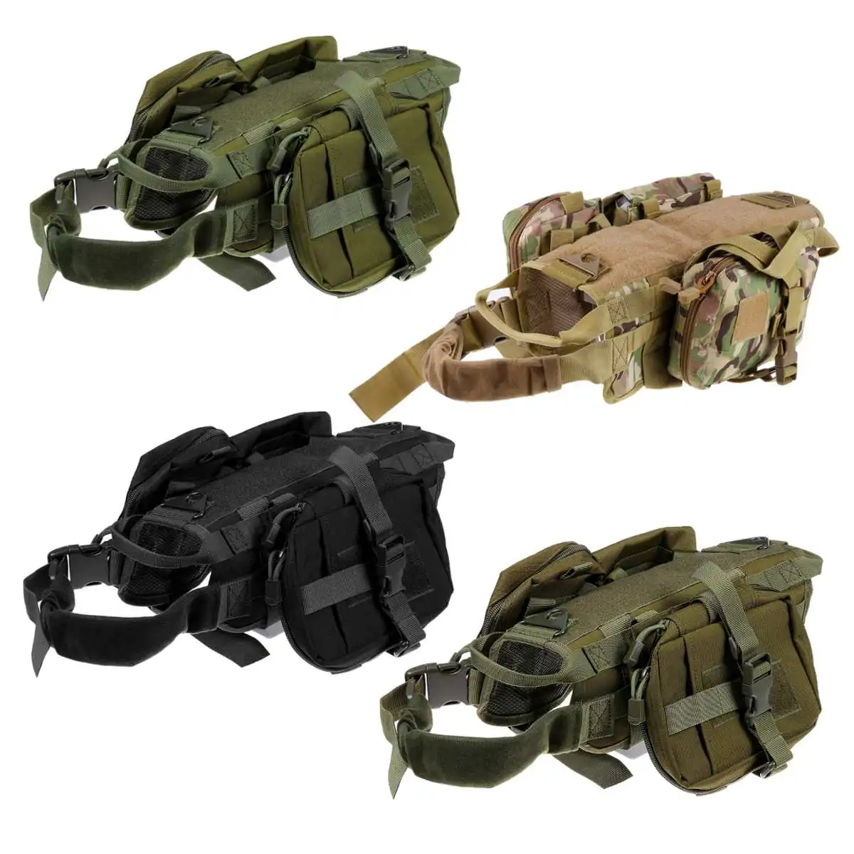 Waterproof Military Tactical Dog Clothes Harness Working Dog Vest Nylon Bungee Leash Lead Training 