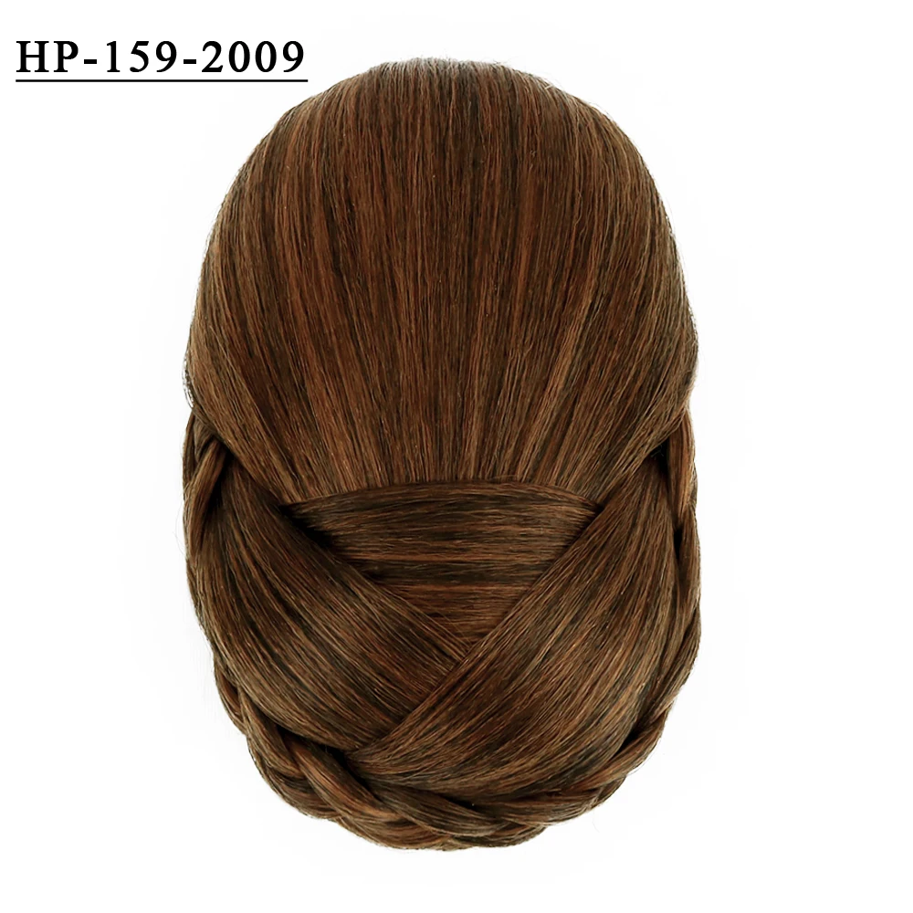 Free Beauty Curly Chignon Brown Blond Hazel Ombre Synthetic Hair Bun Extensions Rubber Band Heat Resistant Fiber for Women Girls