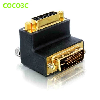 

24+5 Pin 90 degree angle DVI Male to Female Port Cable adapter Monitor Connector 10.2Gbps DVI Video Extension converter