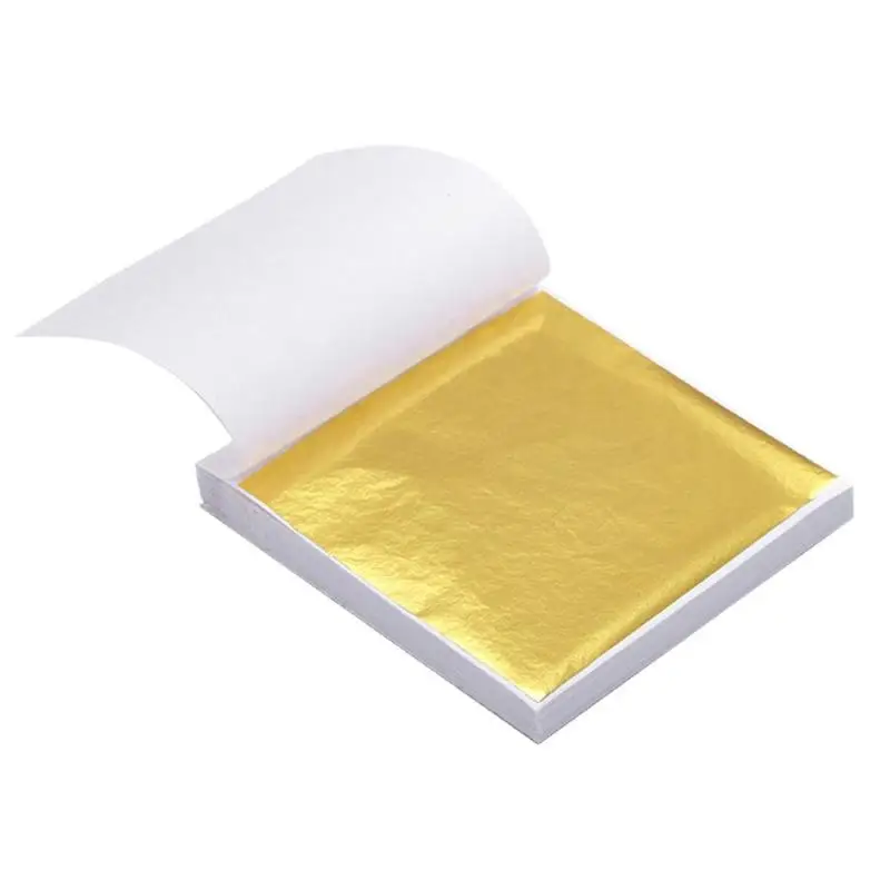 100 шт художественный дизайн бумаги имитация золота Щепка медный листочек листья листы фольги бумага для позолоты DIY ремесло украшения - Цвет: Gold