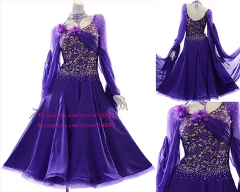 

Ballroom Competition Dance Dress Women Stage Performance Dancing Skirt Elegant Purple Standard Waltz Ballroom Dance Dresses