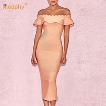 Летнее Бандажное платье без бретелек, сексуальное красное платье без рукавов с открытыми плечами и рюшами, облегающее платье, клубный костюм, вечерние платья