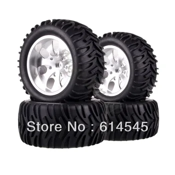 

4xRC Monster Truck Bigfoot Metal 1:10 Wheel Rim & Tyre Tires 12MM HEX 88114
