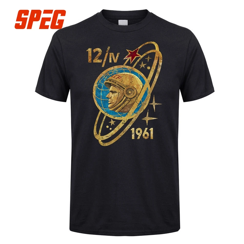 

Russia CCCP Yuri Gagarin T Shirt Men Male Brand Clothing Custom Short Sleeve 3XL Couple Soviet cosmonaut 1961 Camiseta