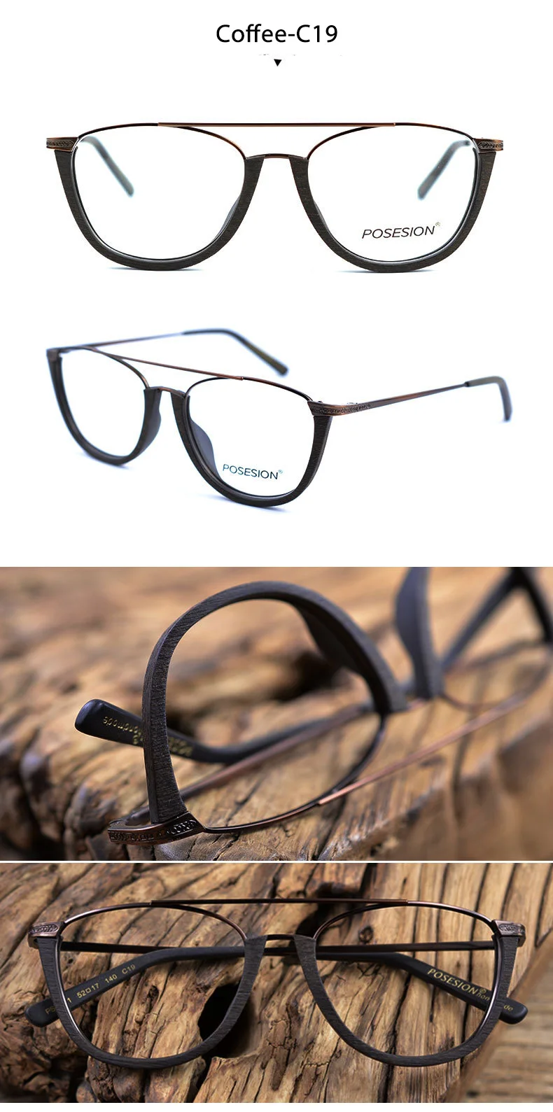 HDCRAFTER деревянная оправа для очков с прозрачными линзами Мужские Медные очки для близорукости по рецепту мужские деревянные оптические очки
