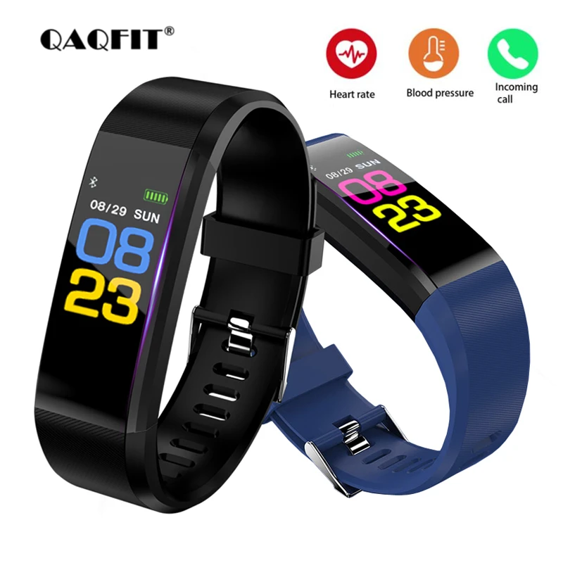 

QAQFIT Smart Bracelet Heart Rate Monitor Blood Pressure Monitor Fitness Watches Step Counter Message Push PK Fitbits Mi Band 3