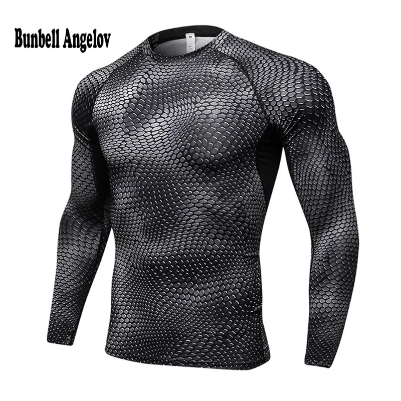 

New Compression T-shirts long Sleeves Snake T-shirt GYMS Fitness Top Clothing Quick Dry Bodybuilding Crossfit Lycra Tops