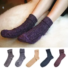 Блестящие трикотажные носки женские Харадзюку кавайные носки блестящие японские носки calcetines mujer sokken skarpetki