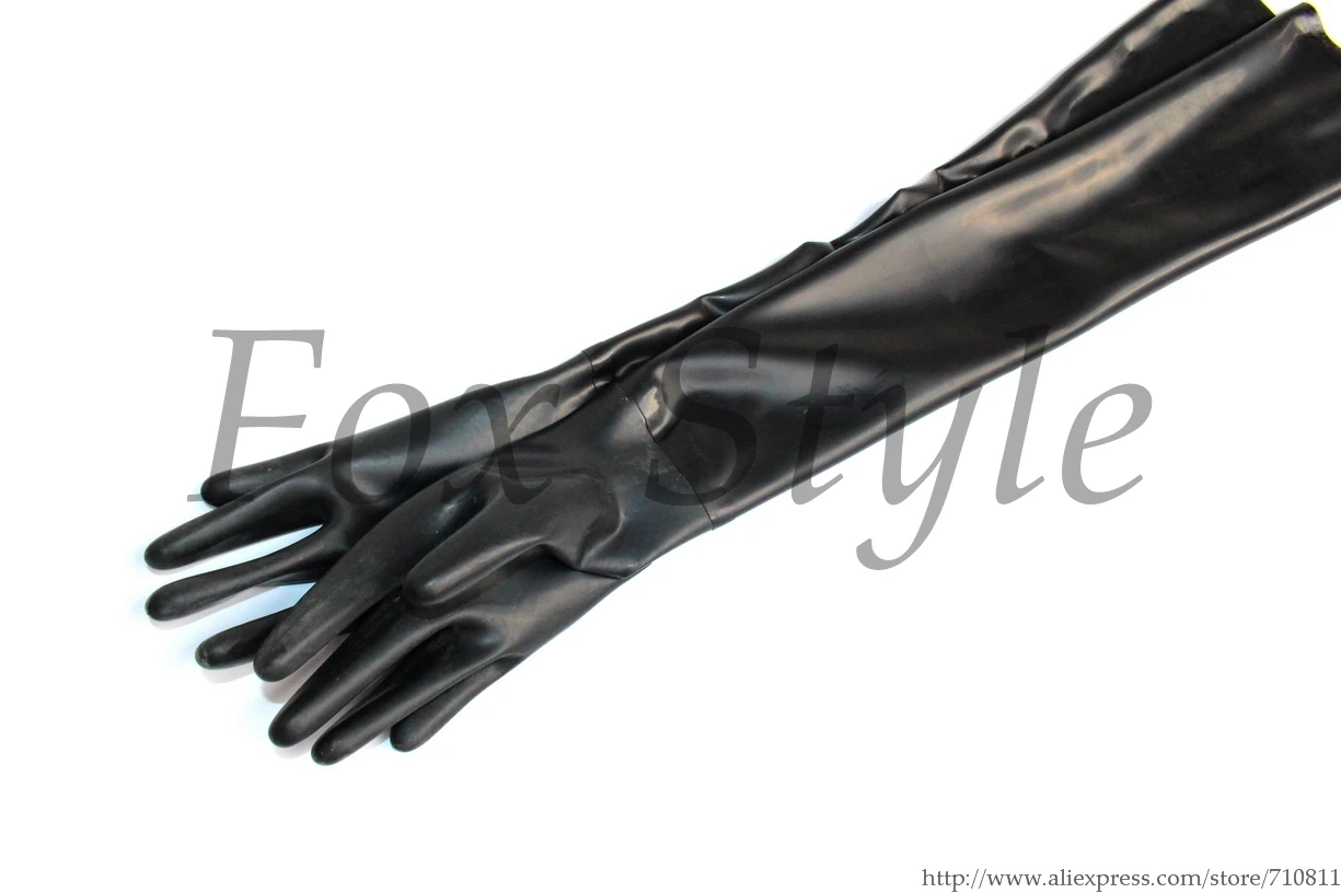 

black latex long gloves length more than 50cm